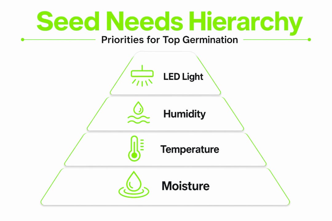 Seed germination needs shown as pyramid hierarchy