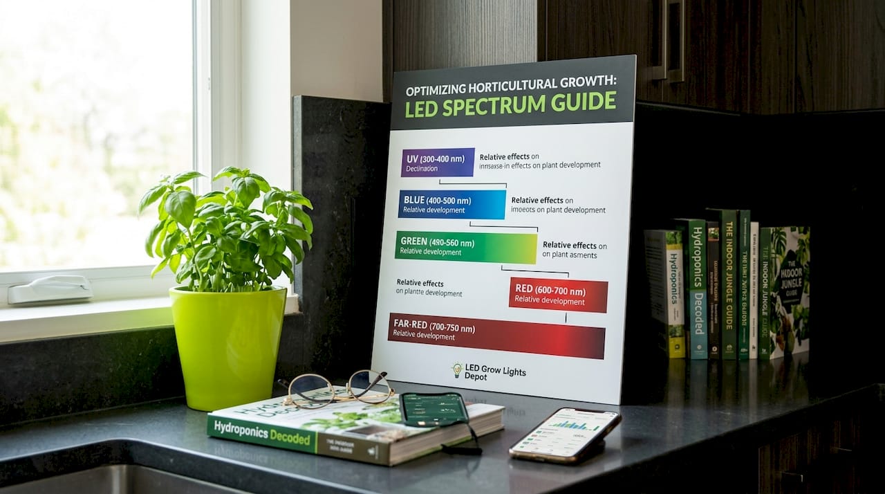 LED grow light spectrum chart infographic