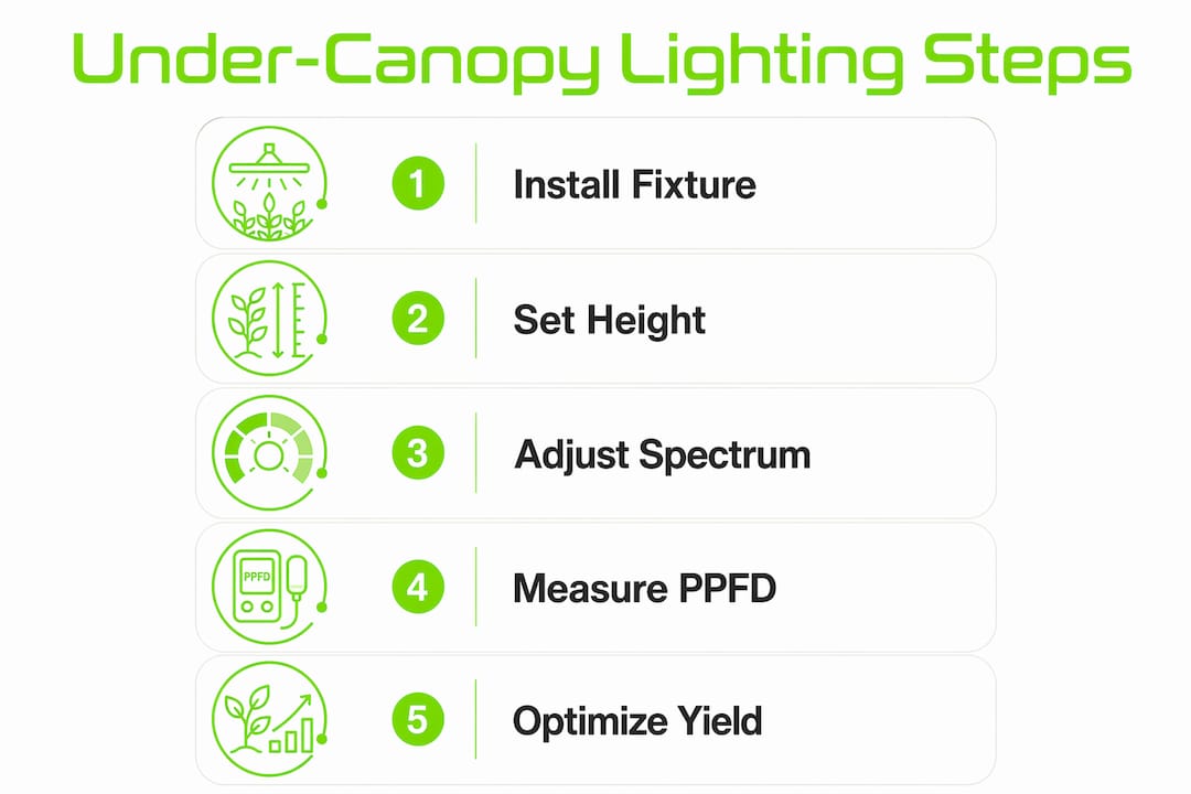 Infographic showing steps for under-canopy lighting