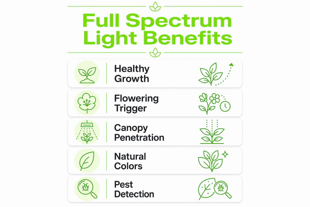 Infographic illustrating benefits of full spectrum light