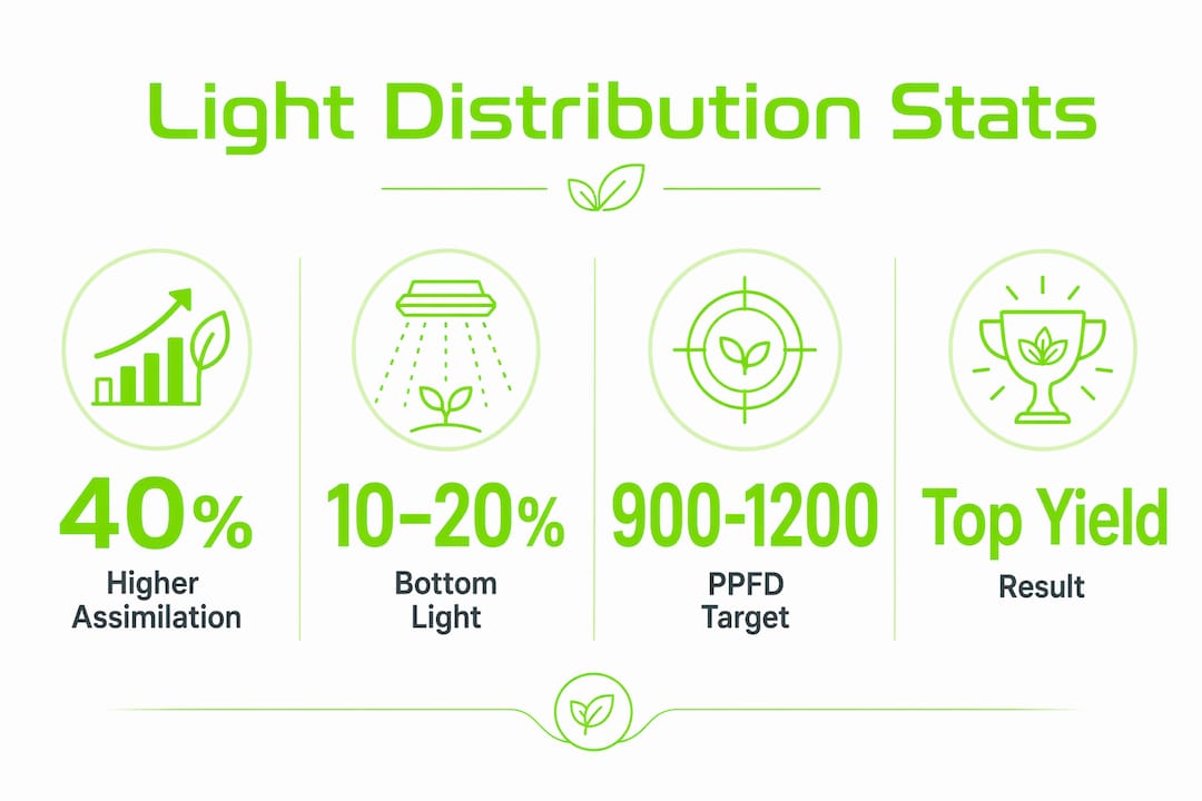 Infographic showing key statistics on canopy light and yield
