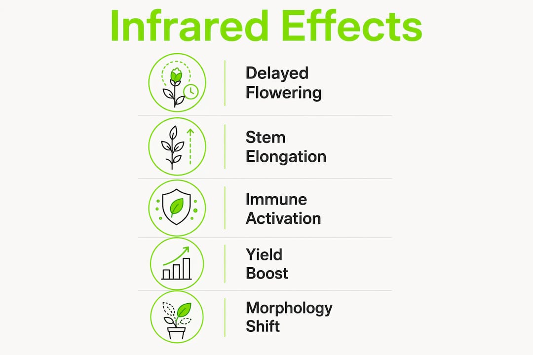 Infographic outlining infrared light effects on plants