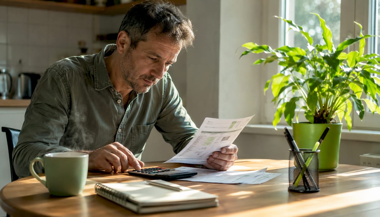 Person calculating energy and cost savings