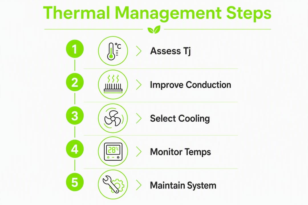Infographic showing thermal management steps for LED grow lights