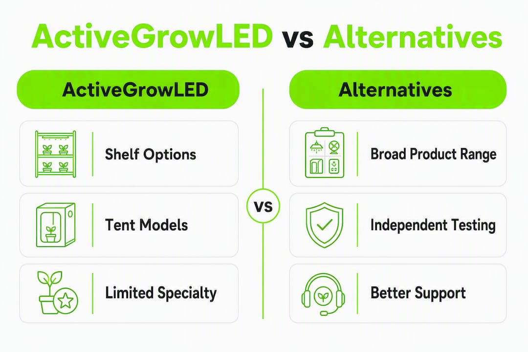 Infographic comparing ActiveGrowLED and alternatives