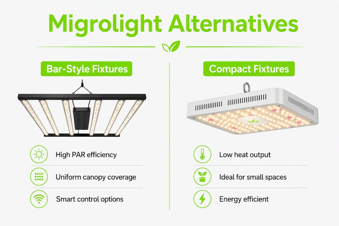Infographic comparing types of migrolight alternatives