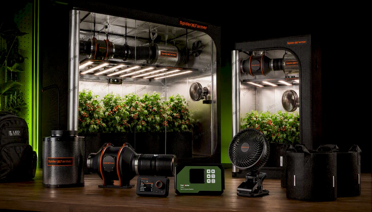 Spider Farmer 10’x5’x6.5′ Complete Grow Tent Kit | 2x G1000W Full Spectrum LED Grow Light | 6” Clip Fan | 6” Ventilation System with GGS Controller