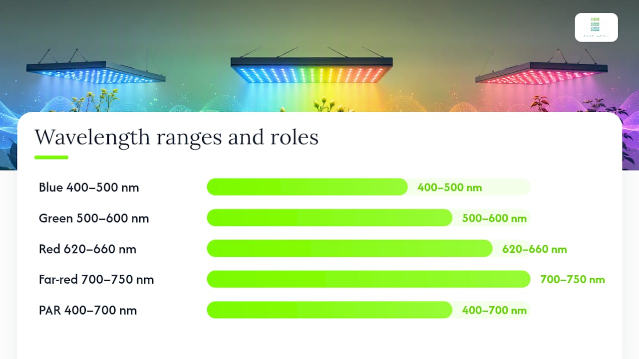 Flowering LED wavelength roles diagram