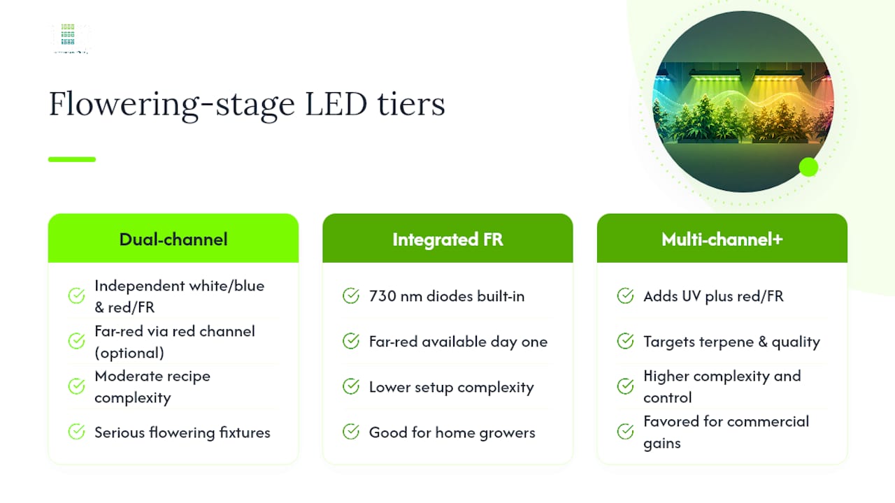 Recommended Technologies for Flowering-Stage LED Lighting — overview diagram