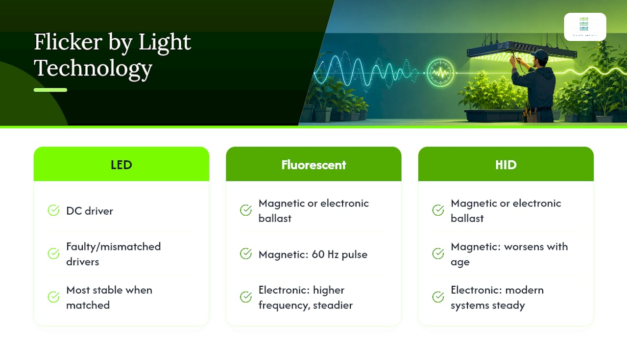 Comparison of flicker across three lighting technologies
