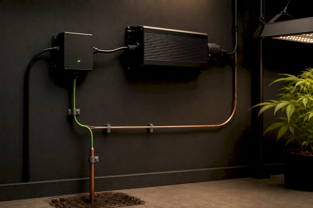 Isometric surge protector grounding path