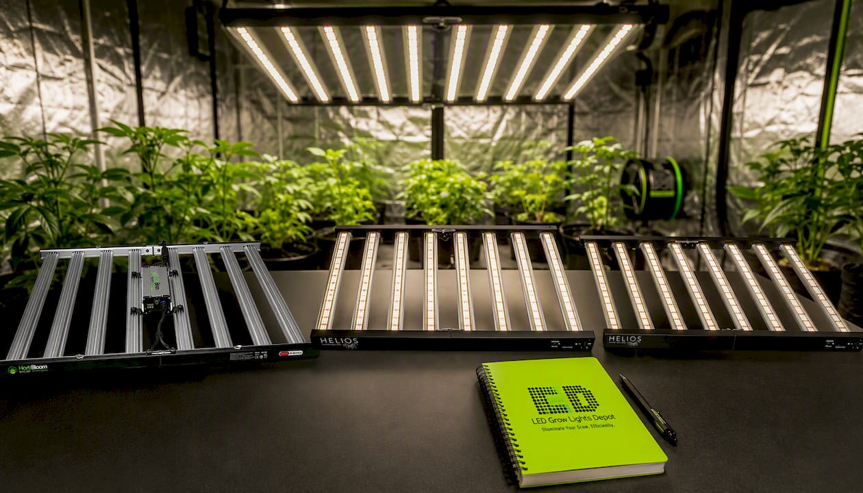 Helios 840W Full Spectrum LED Grow Light | Foldable Bar Design with Manual Dimmer, RJ11