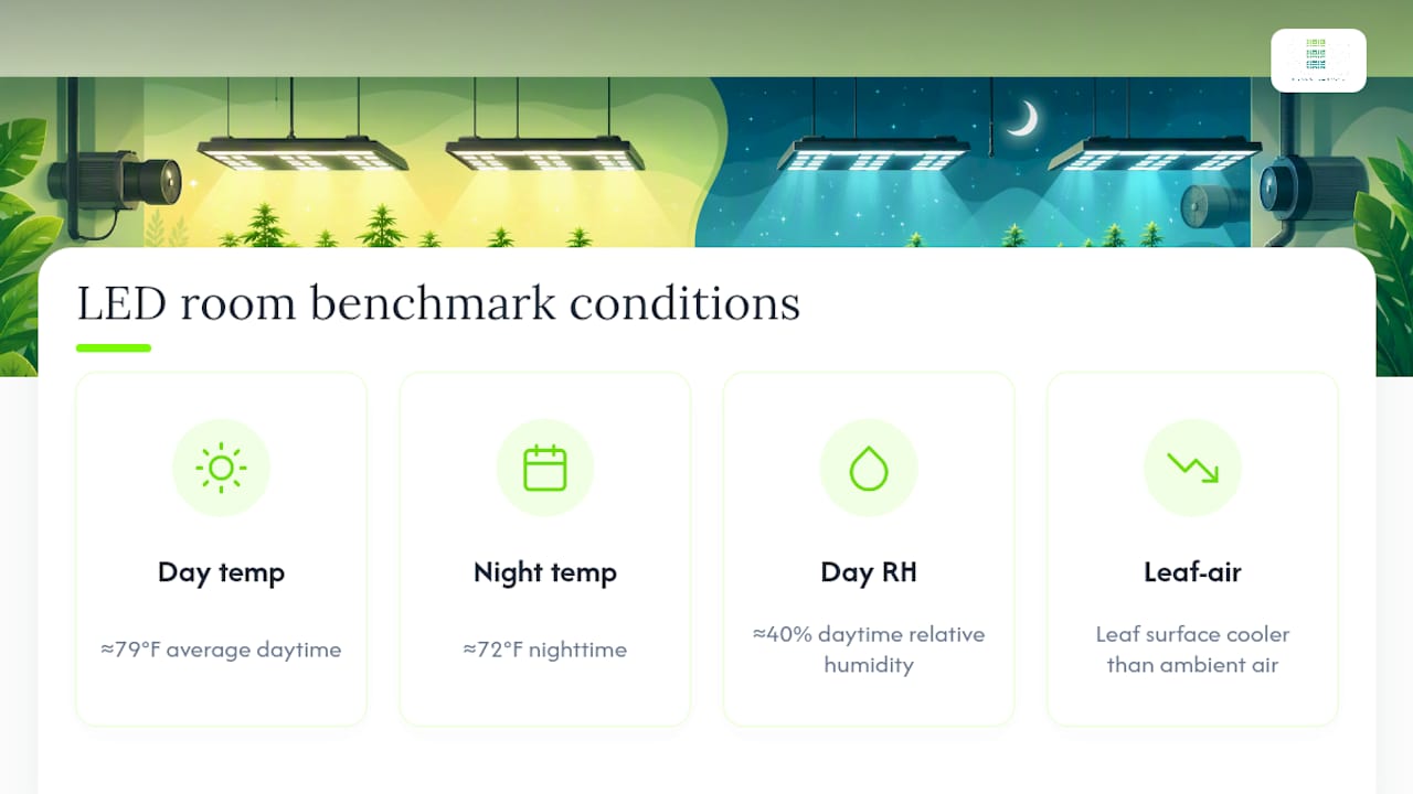 LED room daytime nighttime temperature comparison