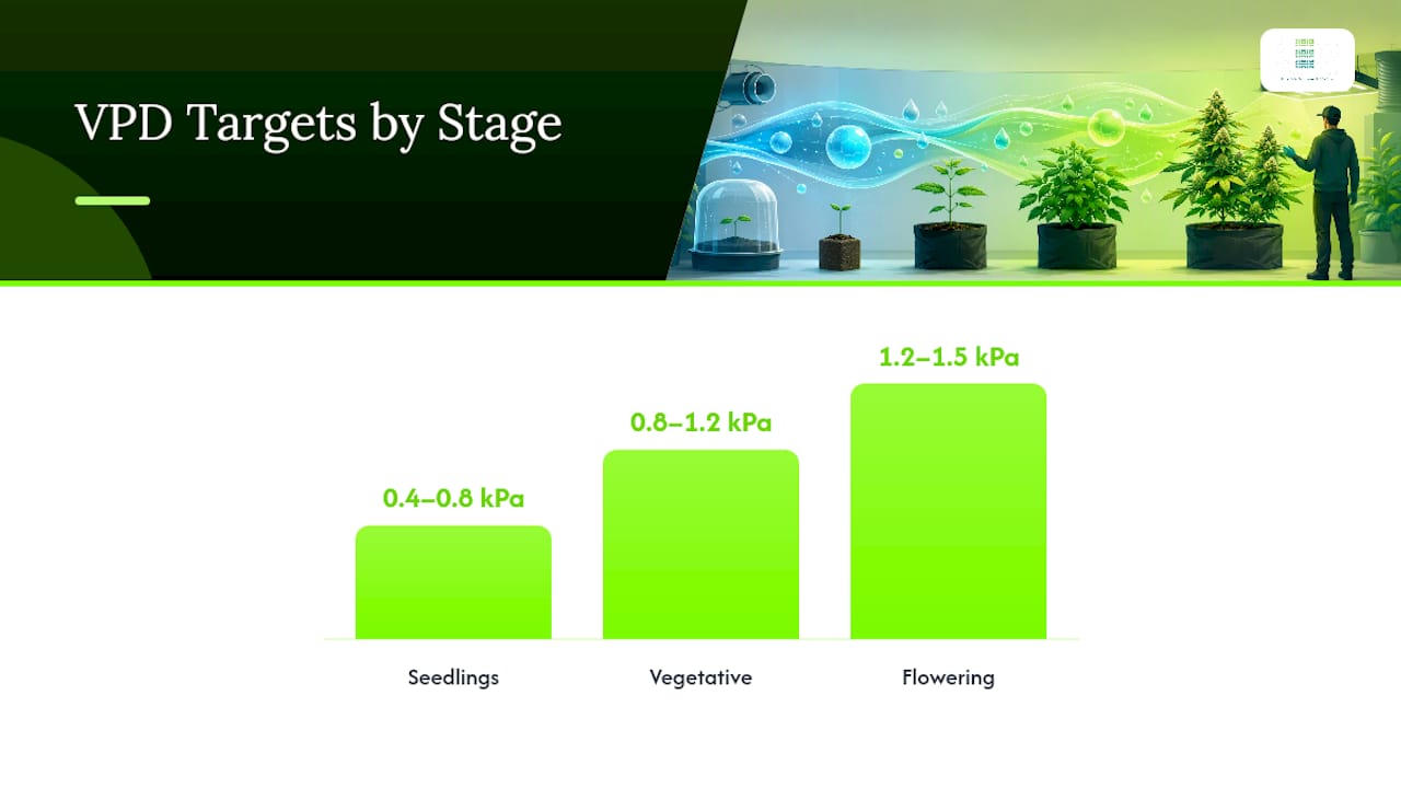 VPD ranges across plant growth stages