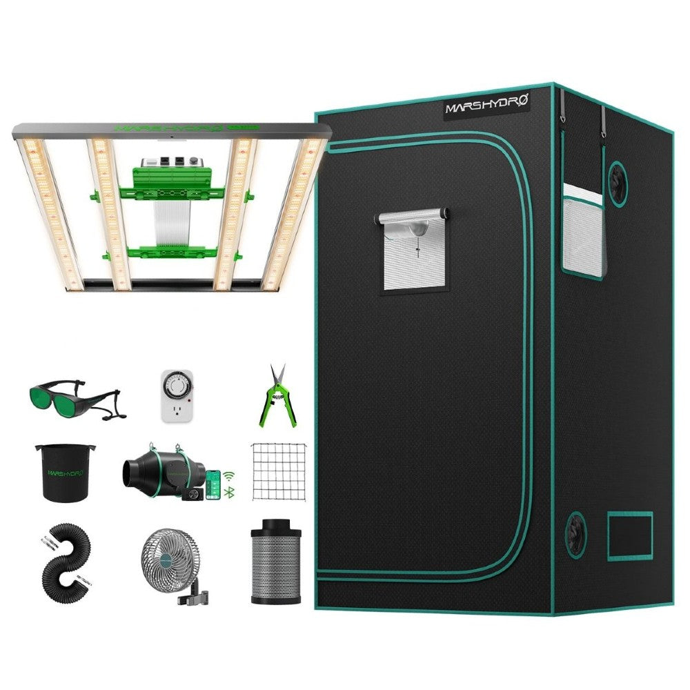 Mars Hydro FC-E3000 & 3.3'x3.3' Complete Grow Tent Kit + 4” iFresh Full Fan Kit |