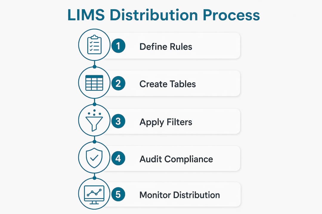 Infographic outlining LIMS report distribution steps