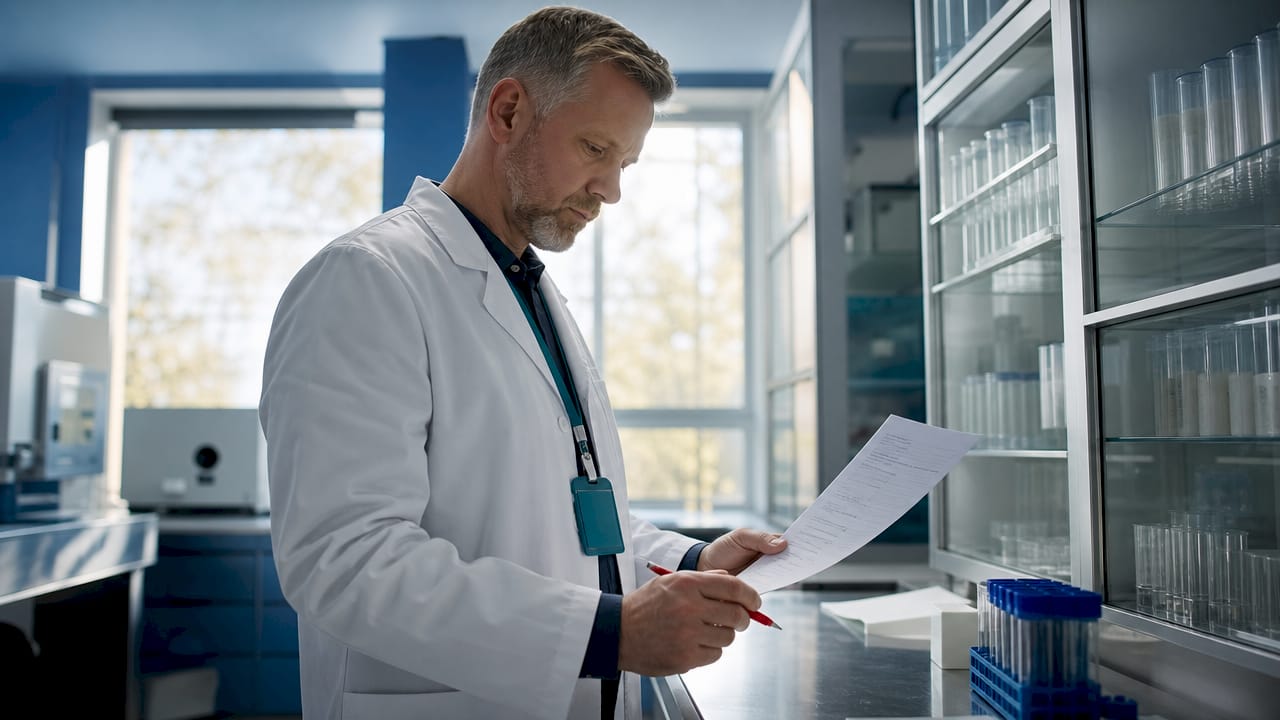 Technician typing during AI data analysis
