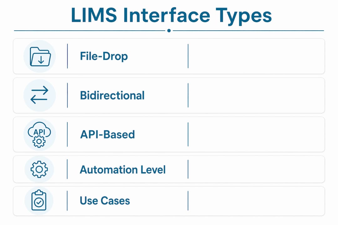 Infographic illustrating main LIMS interface types