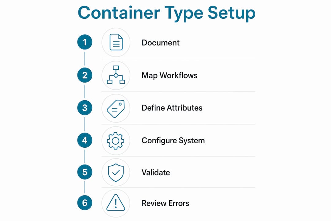 Infographic showing container type setup steps