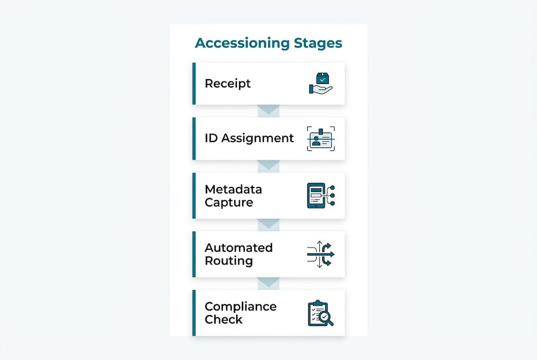 Infographic showing key LIMS accessioning stages