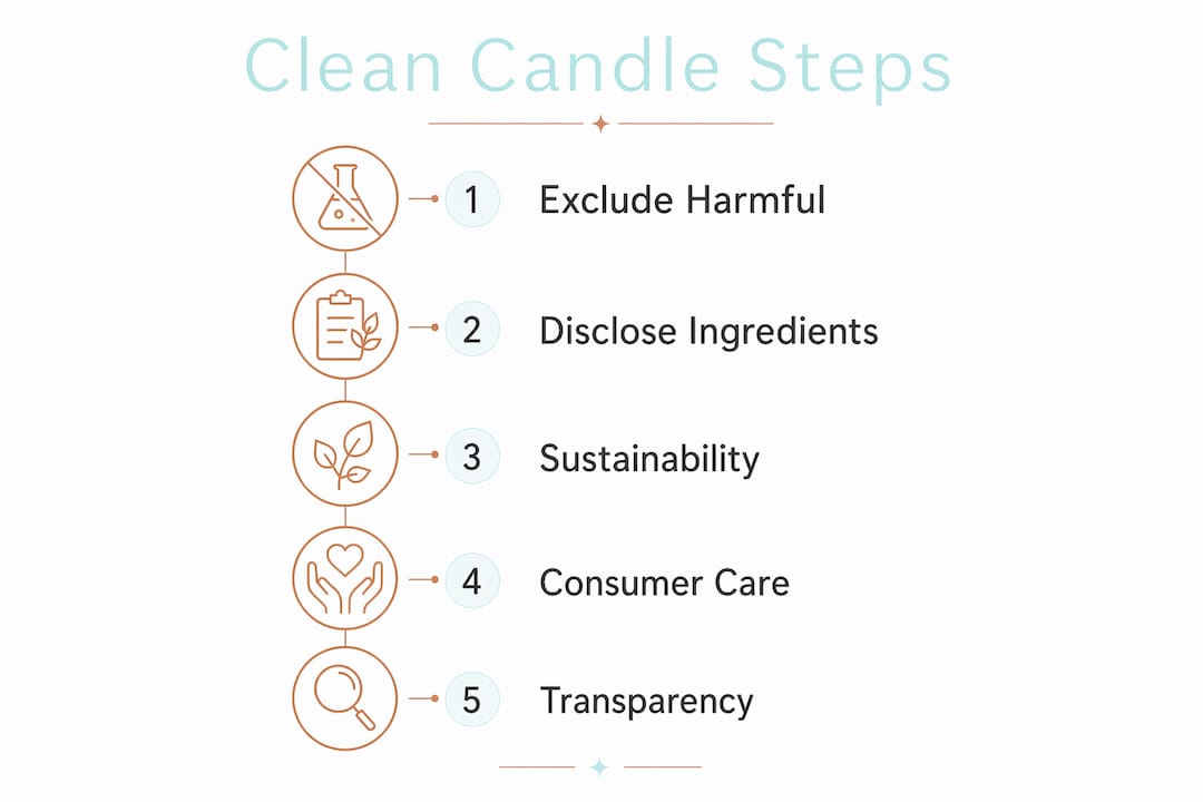 Infographic illustrating clean candle formulation steps