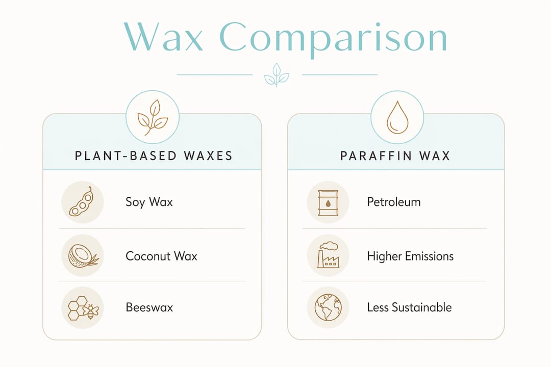 Infographic comparing plant-based waxes to paraffin wax
