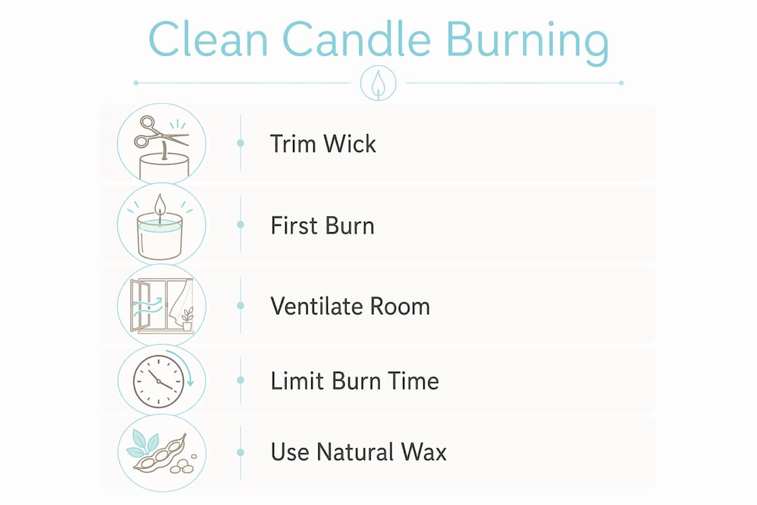 Infographic showing clean candle burning steps