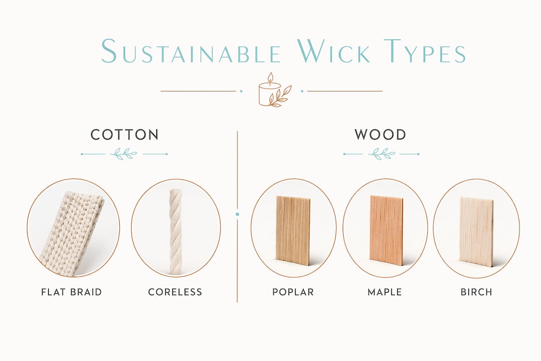 Infographic comparing sustainable cotton and wood wick types