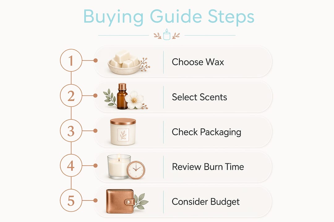 Infographic outlining candle gift set buying steps