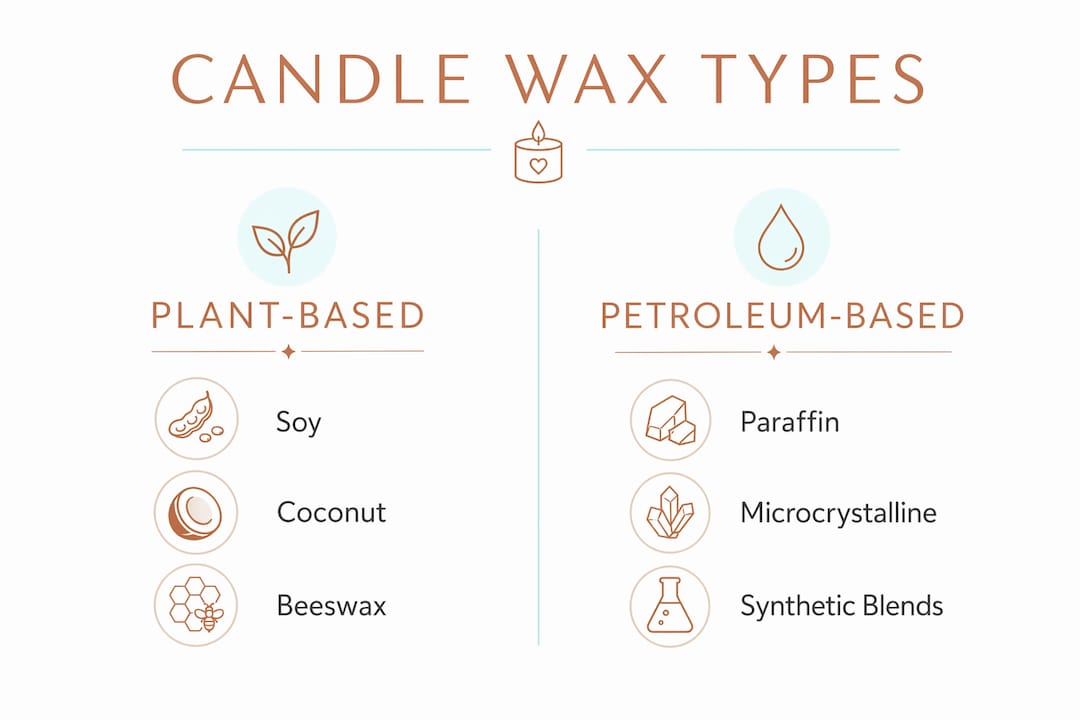 Infographic comparing main candle wax types