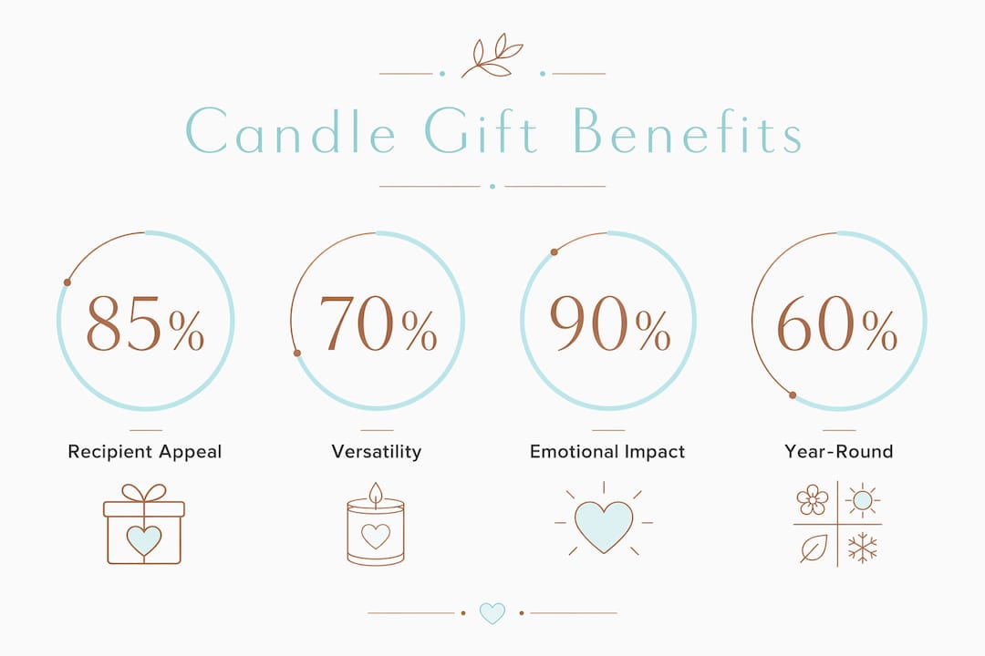 Infographic showing candle gift benefits with key statistics