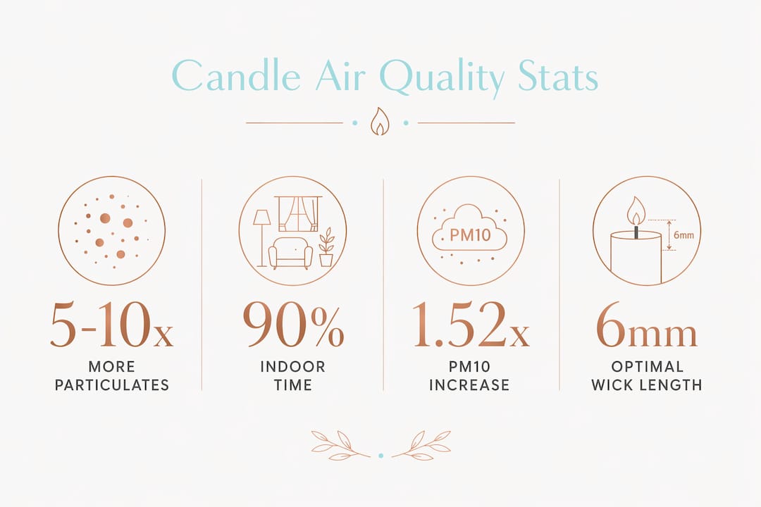 Infographic highlighting candle pollution statistics and health tips