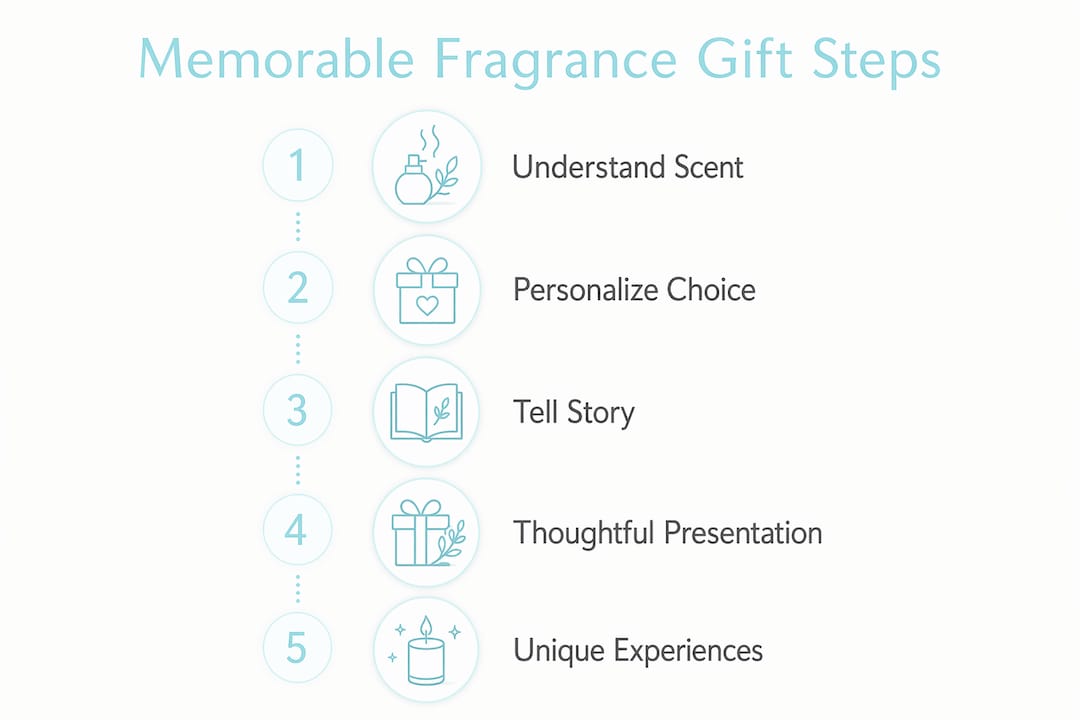 Infographic showing step-by-step guide for fragrance gifting
