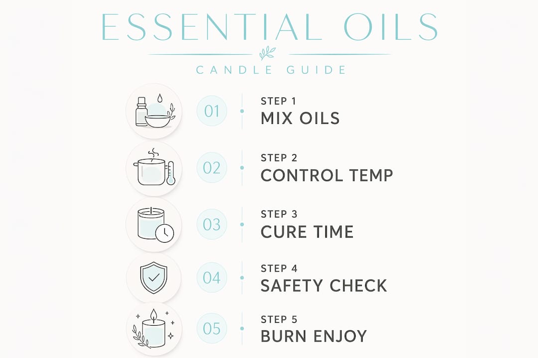 Infographic outlining essential oils candle making steps