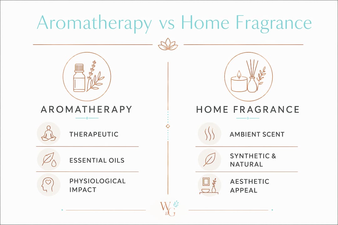 Infographic comparing aromatherapy and home fragrance