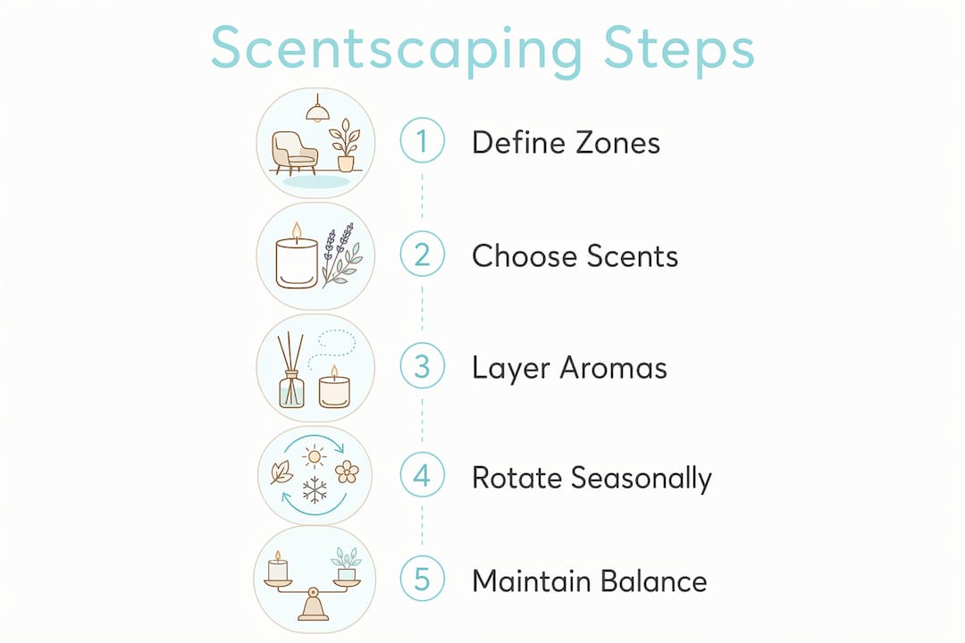 Infographic illustrating steps of intentional home fragrance