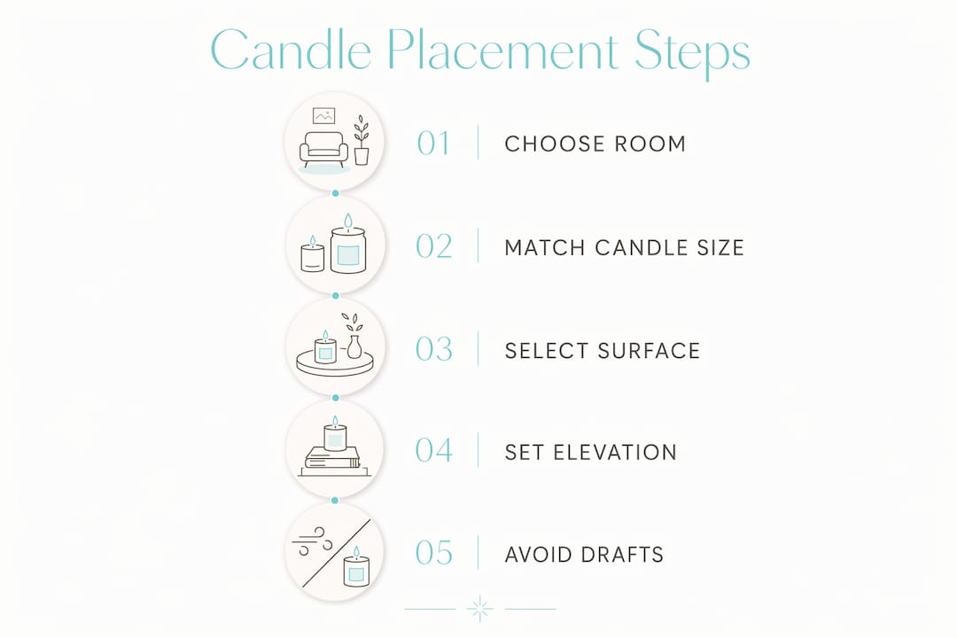 Infographic with candle placement steps