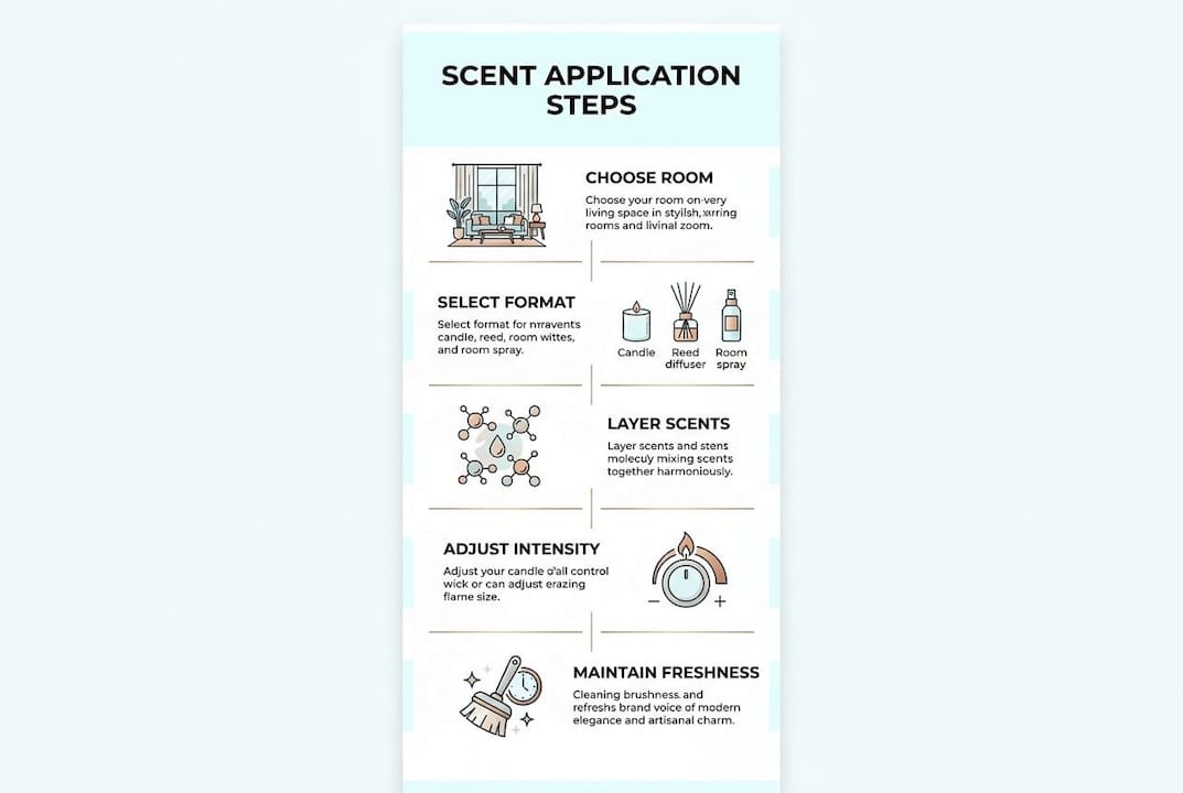 Infographic illustrating five steps of home scent application