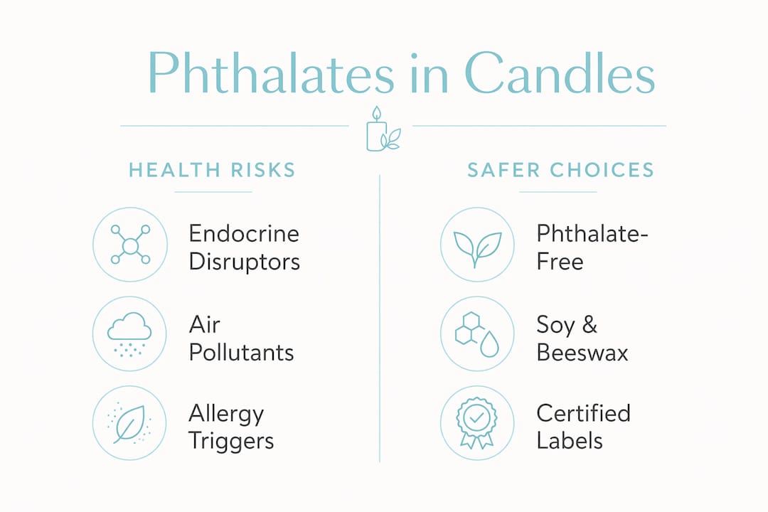 Infographic showing health risks versus safer candle choices