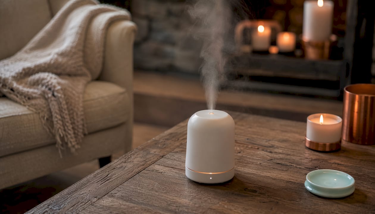 Close-up of nebulizing diffuser mist