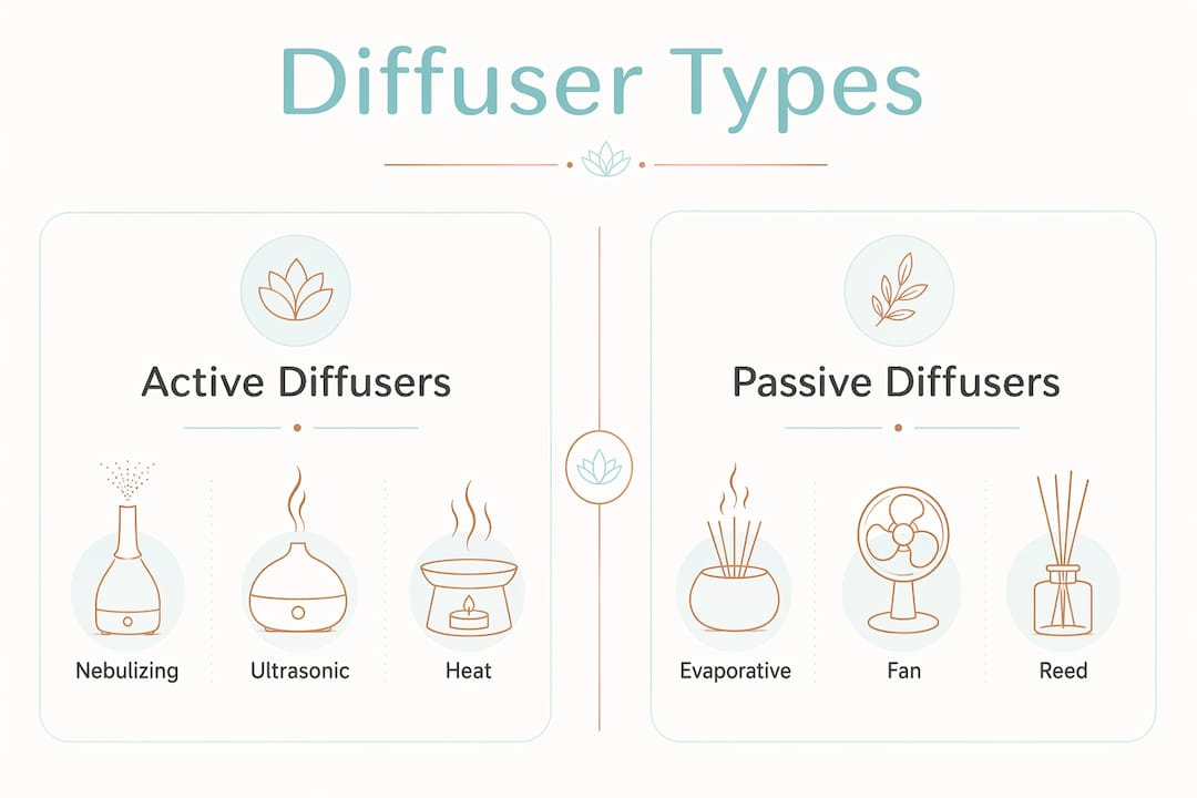 Infographic comparing active vs passive scent diffusers