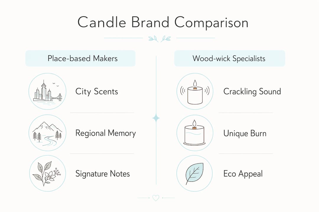 Infographic comparing artisan candle brand types