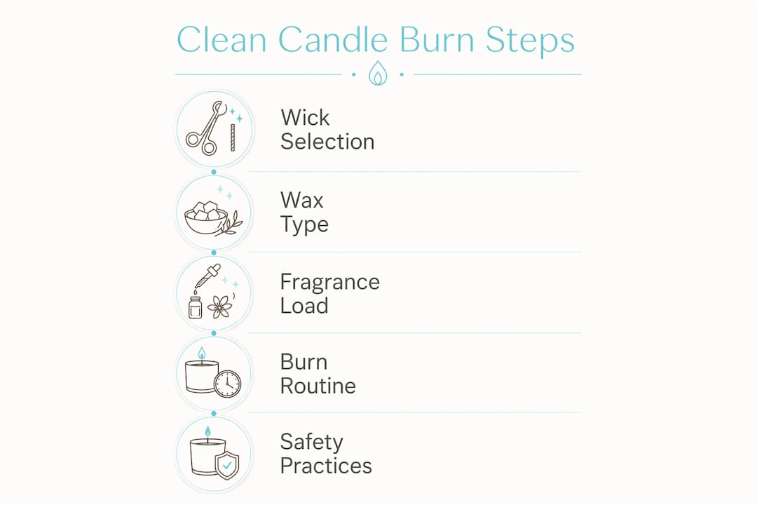 Infographic showing key steps for clean candle burning