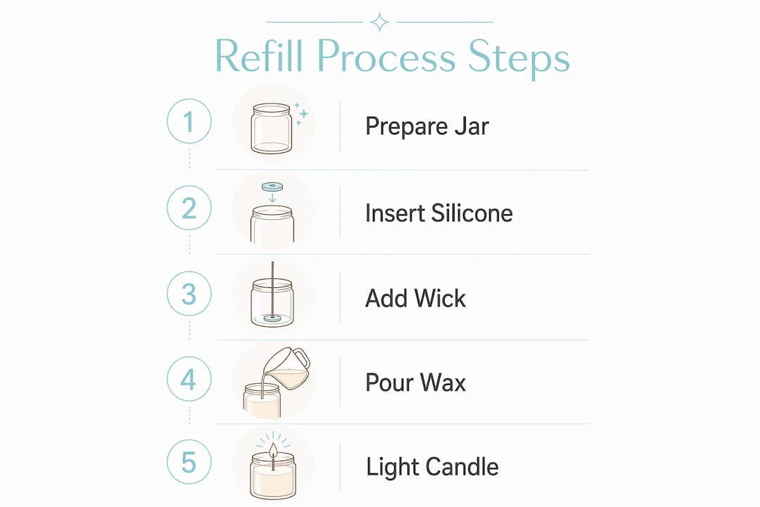 Infographic outlining refillable candle process steps