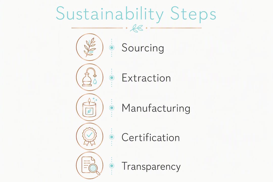 Infographic showing sustainable fragrance sourcing steps