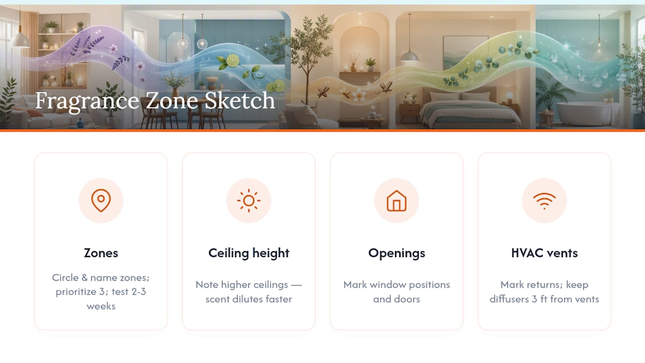 Diagram of scent zones with household architectural factors