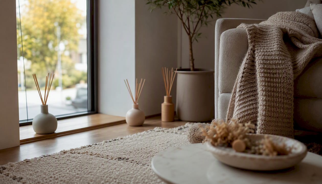 Room with optimal diffuser placement for scent distribution