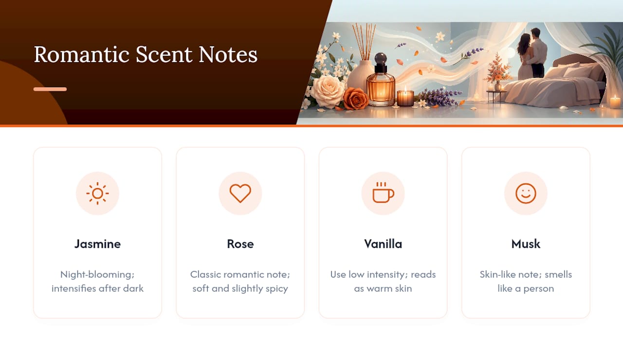 Diagram of romantic scent notes and their effects