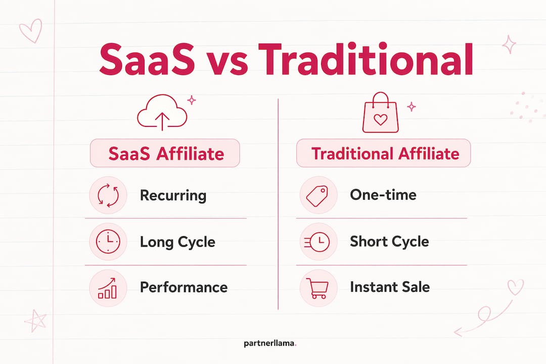 Infographic comparing SaaS and traditional affiliate marketing