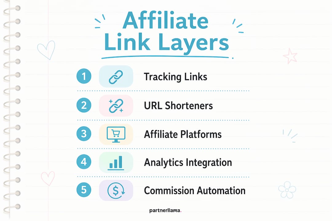 Infographic showing layers of affiliate link management